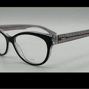 FENDI FF0109 6ZV Italy Black Polish/Clear Designer Eyeglasses Frame 54-15-140 B1